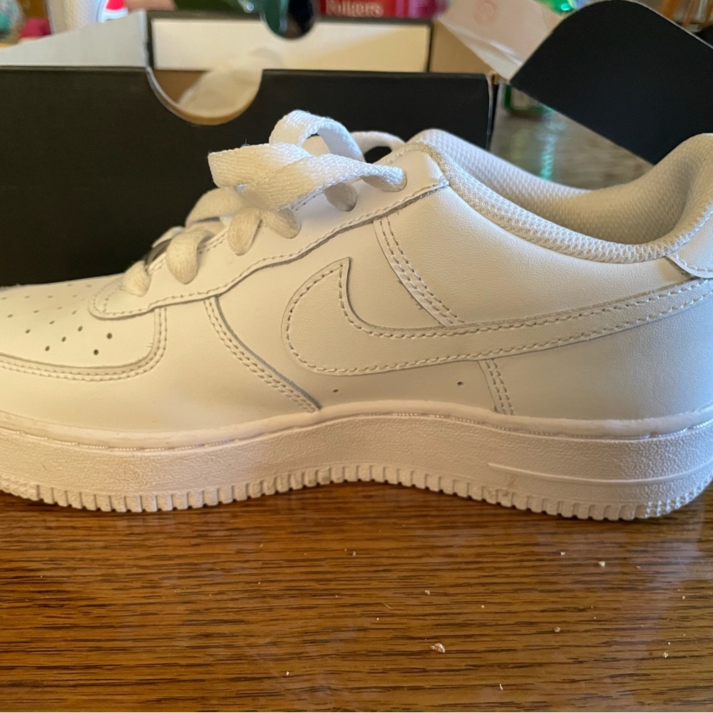 Kids White Nike Air Force 1 Sneakers
